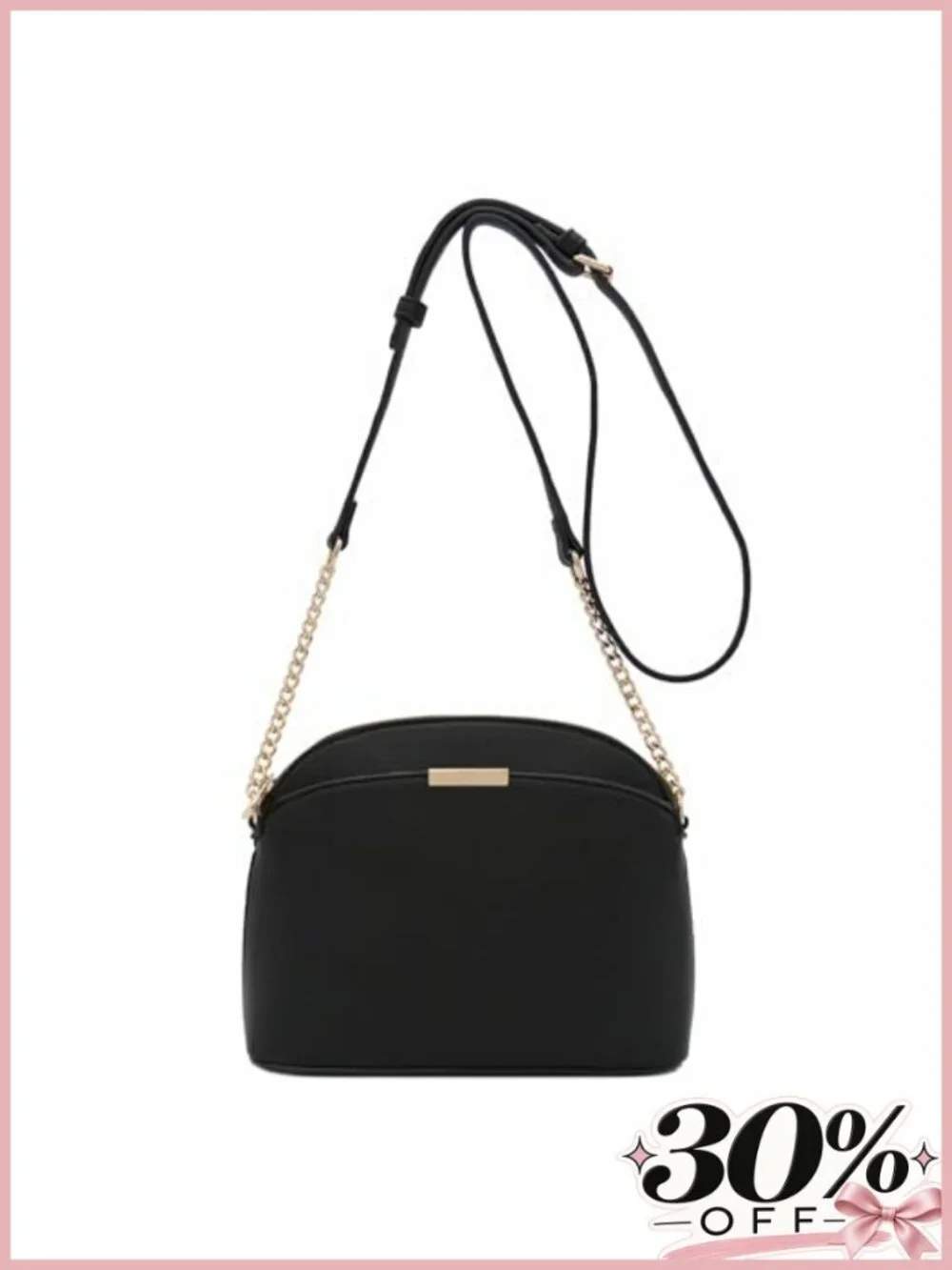 Faux Leather Small Dome Crossbody Bag with Chain Strap Adjustable
